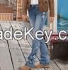 ladies denim boot cut jeans flared jeans women emboidery denim pants