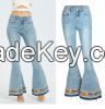 ladies jeans embroidered ladies jeans new products women's mid-waist pants riveted denim trousers