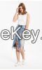 ladies jeans skirt Irregular jeans tassel ripped denim half skirt hip-lifting skirt mid-skirt