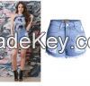 Summer ladies jeans ripped denim shorts raw edge shorts high waisted denim shorts high waist shorts