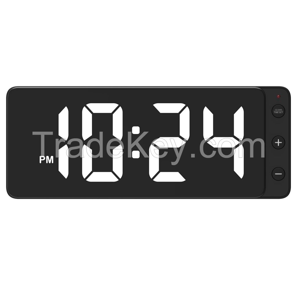 Wall Clock - LED Digital Wall Clock with Large Display, Big Digits, Auto-Dimming, Anti-Reflective Surface, 12/24Hr Format, Small Silent Wall Clock for Living Room, Bedroom, Farmhouse, Kitchen, Office-F0789White