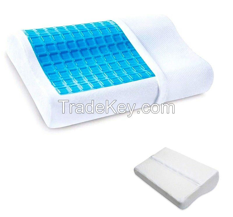 Orthopedic memory foam pillow with visco elastic cooling gel resilience cool gel pillow covered memory foam adults pillow