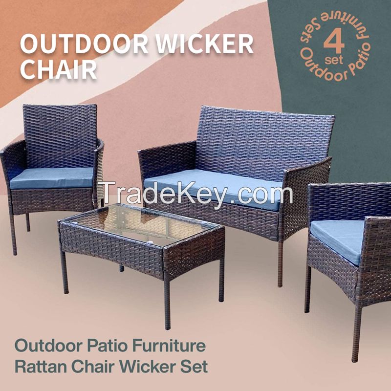 Outdoor table and chair courtyard rattan table and chair hotel coffee balcony table and chair rattan chair 7-piece set