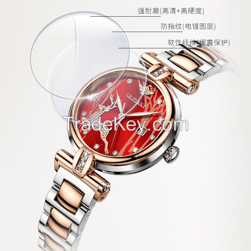 Oupinke Ceramic watch band Sapphire Crystal Ceramic fawn Design Ladies Mechanical Women Watches