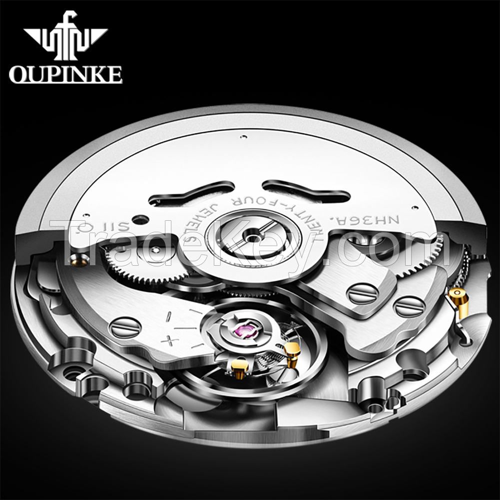 Oupinke 3169 Men  Watch Luxury Men Wrist Brand  Formal Dress All Stainless Steel Simple Men&#039;s Mechanical Watch