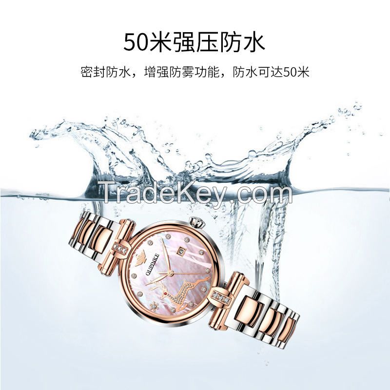 Oupinke Ceramic watch band Sapphire Crystal Ceramic fawn Design Ladies Mechanical Women Watches