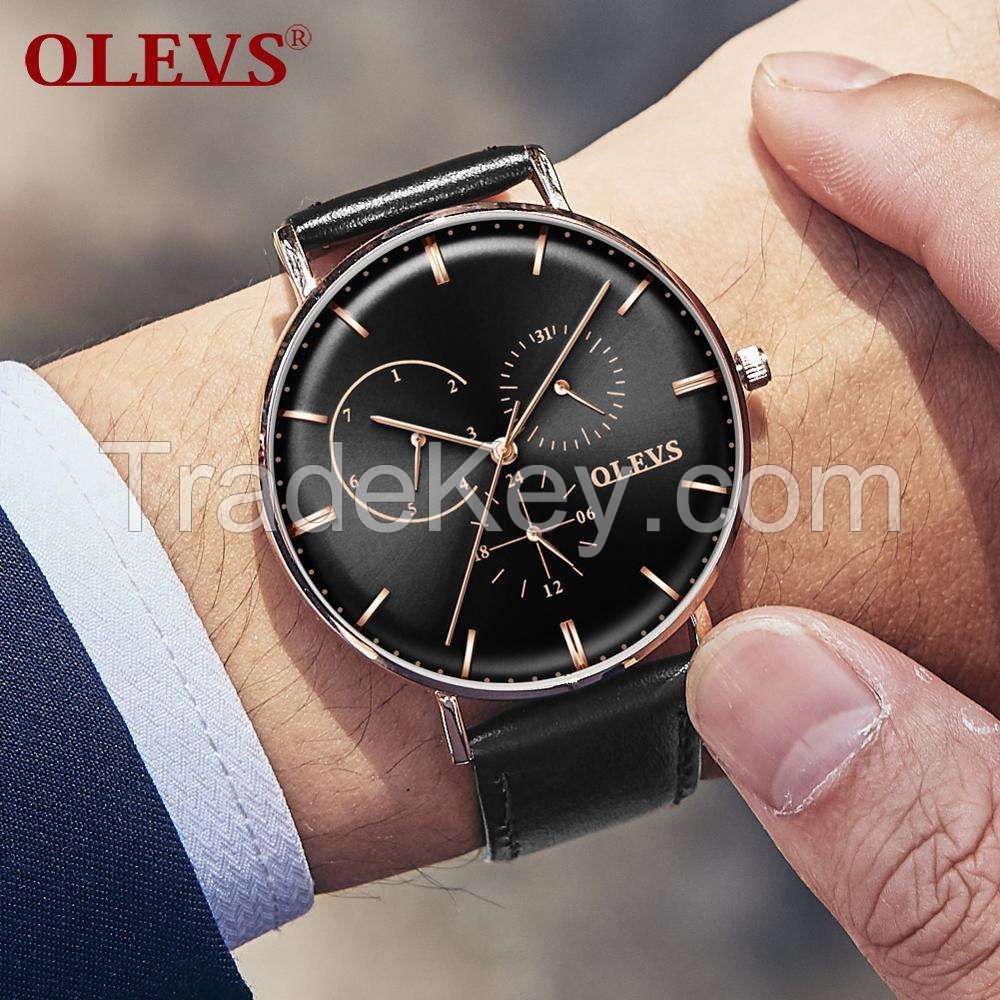 OLEVS 5880 Men&#039; Analog Business Fashion Quartz WristWatch  Classic Multi Time Zone Steel Mesh Band Watch