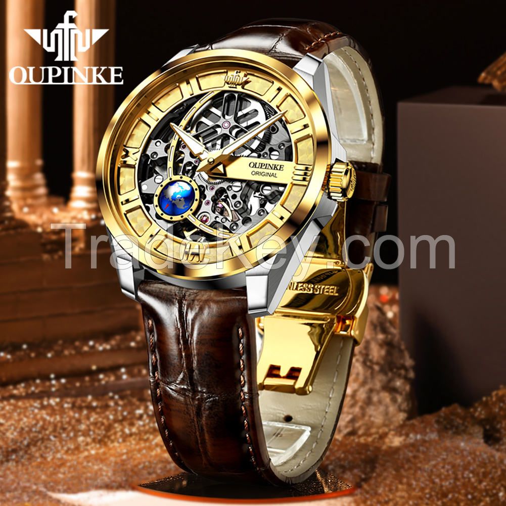 Oupinke3268 wrist luxury digital fashion Automatic movement  waterproof  classic sapphire mechanical mens watches