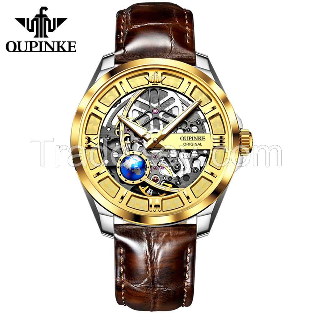 OUPINKE 3268 Classic Casual Calendar digital luxury Waterproof gold style custom logo wrist automatic mechanical men watches