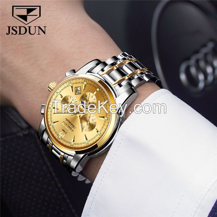 JSDUN8750 men Manufacturer Wholesale Coated Glass Original Movement Stainless Steel Luxury wristwatch Mechanical Watch