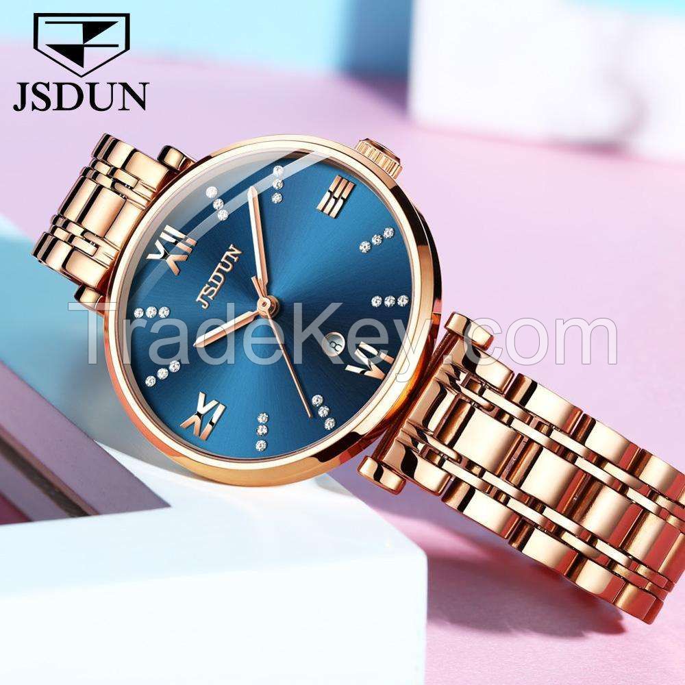 JSDUN 6533 Luxury brand Fashion Business Minimalist watch steel band movement quartz women's watch