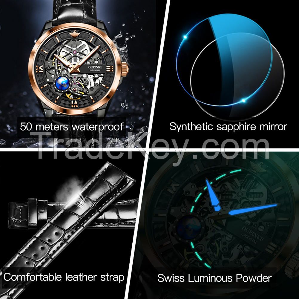 Oupinke3268 wrist luxury digital fashion Automatic movement  waterproof  classic sapphire mechanical mens watches