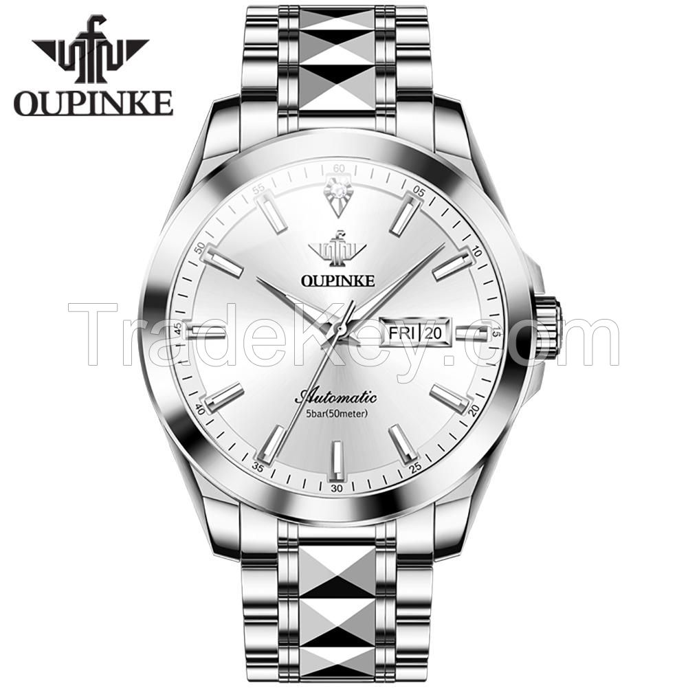 OUPINKE  3223 OEM  luxury brand customize logo fashion waterproof watch men automatic mechanical