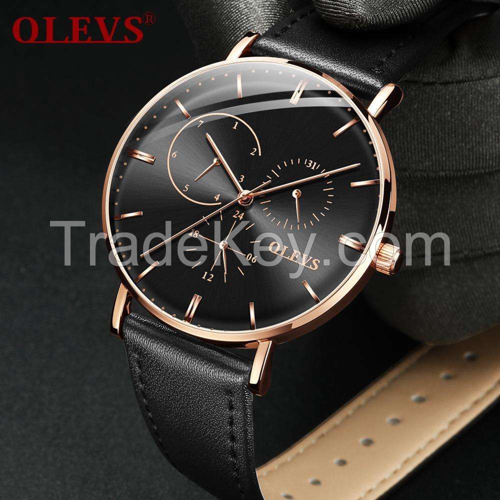 OLEVS 5880 Men&#039; Analog Business Fashion Quartz WristWatch  Classic Multi Time Zone Steel Mesh Band Watch