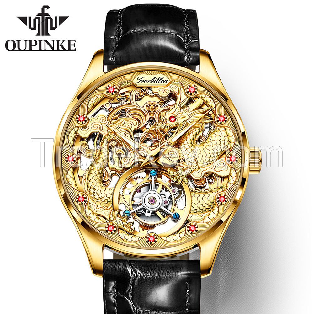 OUPINKE 3176 luxury brand watches Men&#039;s  wristwatch Steel wrist watch hollow Automatic Mechanical Watch for men