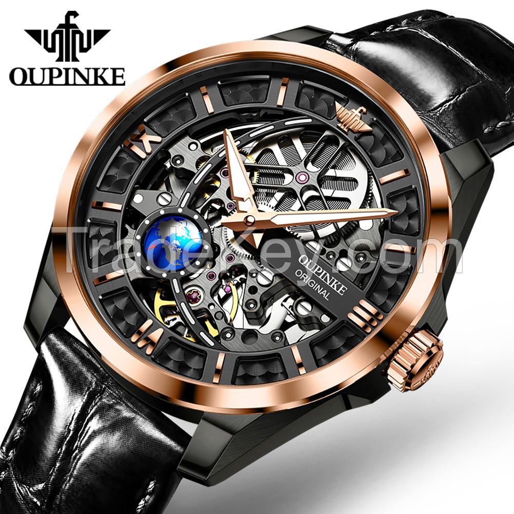 Oupinke3268  Automatic Mechanical Fashion Movement Watch Waterproof Casual Sport  luxury Men Classic Business men Wristwatch