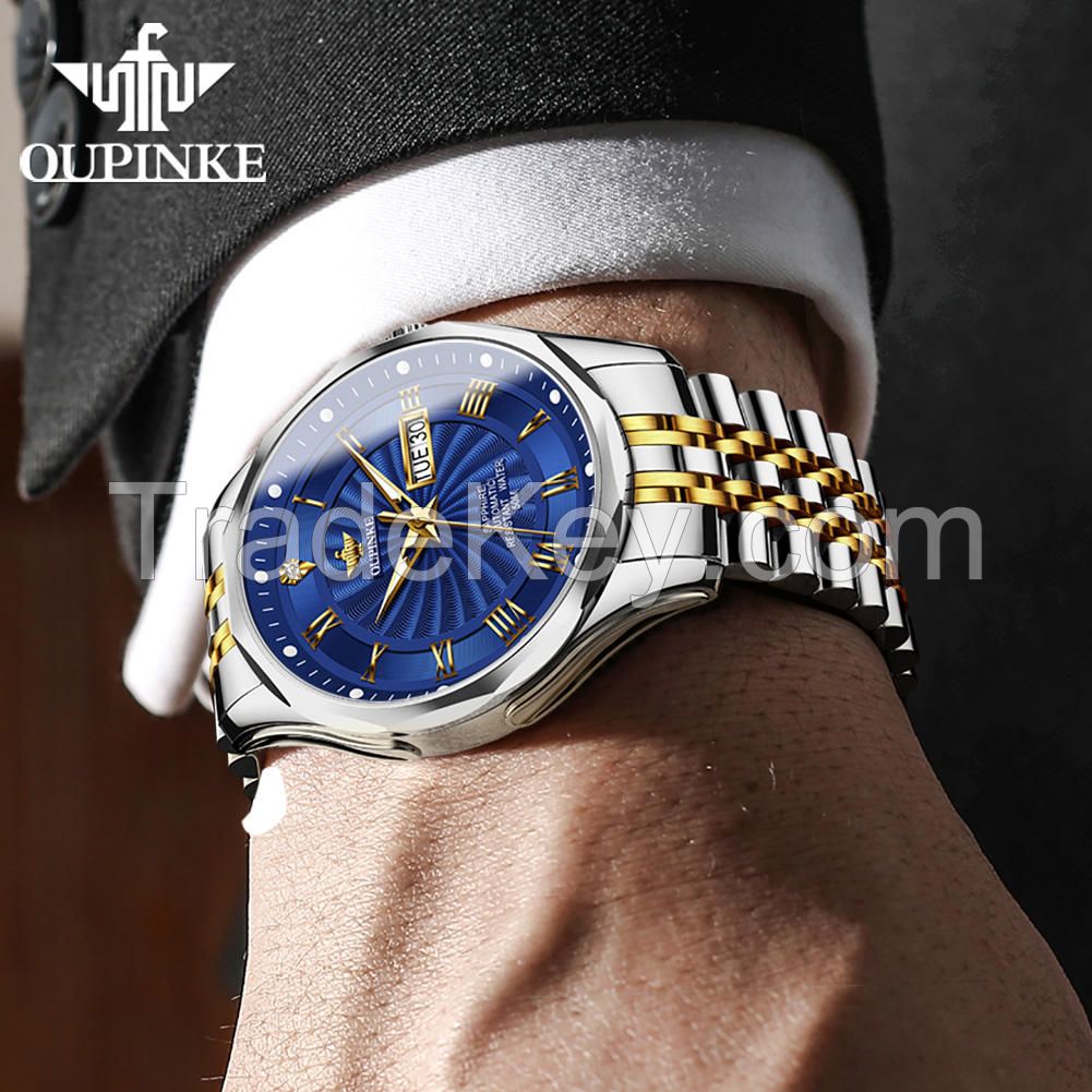 JSDUN8848couple Manufacturer Wholesale Imported Movement Stainless Steel Stylish Round Coated Glass Waterproof Mechanical Watch