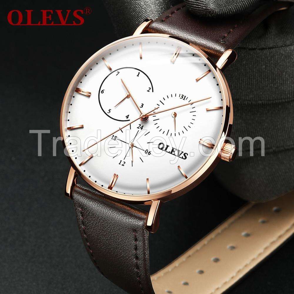 OLEVS 5880 Men&#039; Analog Business Fashion Quartz WristWatch  Classic Multi Time Zone Steel Mesh Band Watch