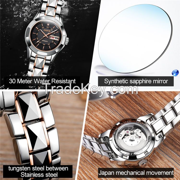 JSDUN8014 New Design Luxury Men Imported Movement Stainless Steel Bracelet Width 20mm Commercial Length 20cm Mechanical Watch