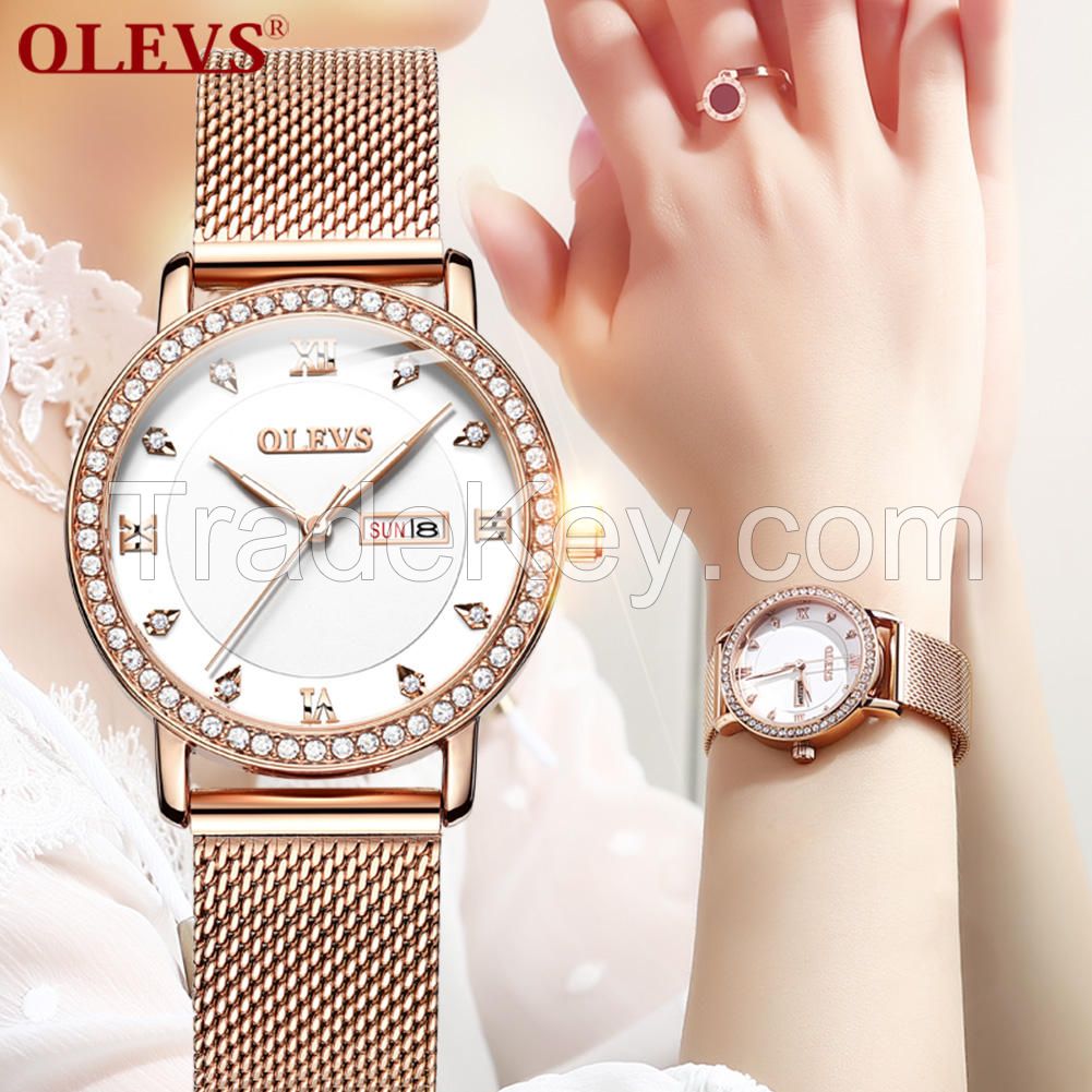 OLEVS 5881 Fashion Sport Leather Strap Quartz Watch Luxury Casual WaterProof  Feature Date and Week  WristWatch