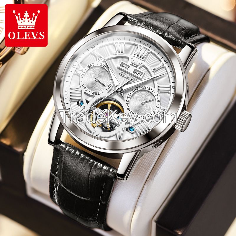 OLEVS 6668 High End New Stainless Steel Watch Tourbillon Automatic Movement Mechanical Watches For Men