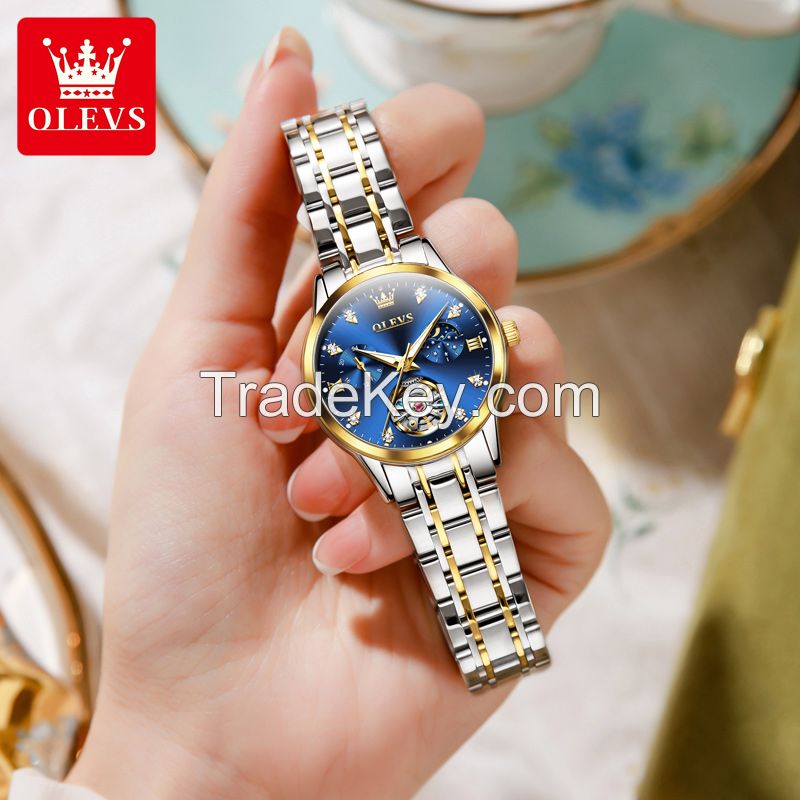 OLEVS 6608 Factory Direct Sales Mechanical Watch Fashion Business Women Stainless Steel Watch Mechanical Watch