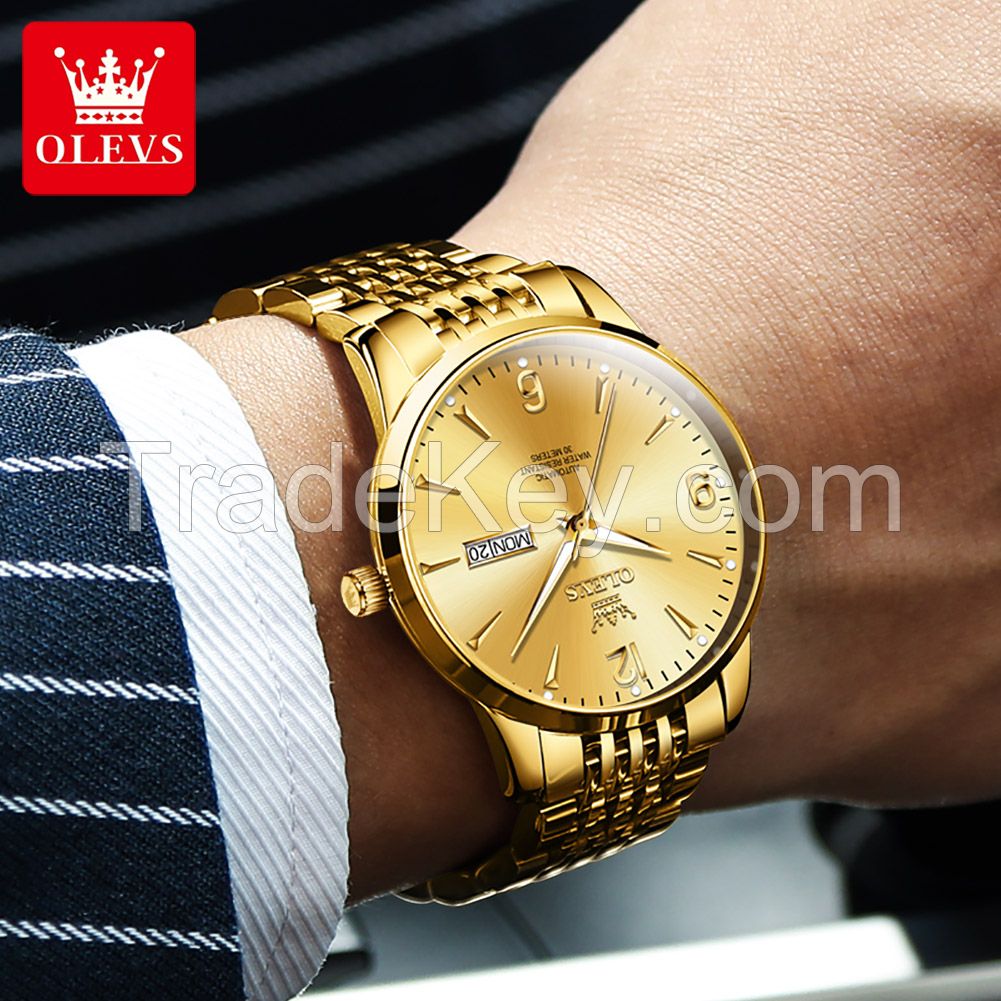 OLEVS 9928 Luxury Brands Men Mechanical Automatic Gold Dial Watches Male Steel Fashion Wrist Watches