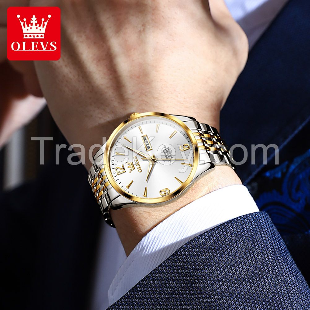 OLEVS 9928 Luxury Brands Men Mechanical Automatic Gold Dial Watches Male Steel Fashion Wrist Watches