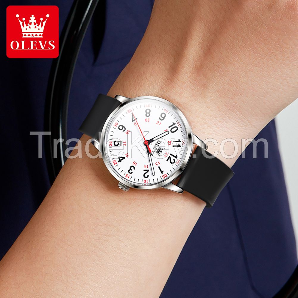 OLEVS 9953 Simple Fashion Waterproof Glow Silicone Watch Band Watch Nurse Watch Women's Watch