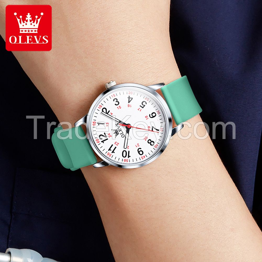 OLEVS 9953 Simple Fashion Waterproof Glow Silicone Watch Band Watch Nurse Watch Women's Watch
