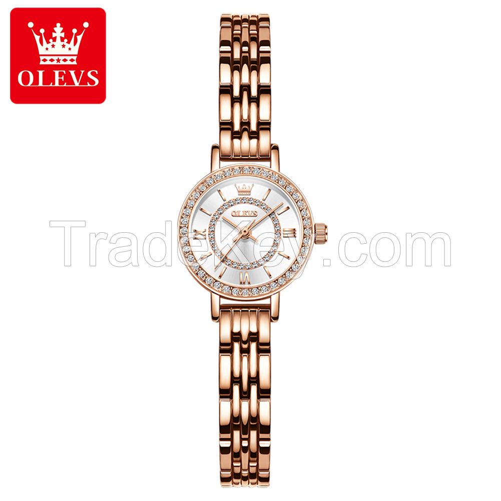 OLEVS 5508 Girl gifts Rose Gold Fashion Beatiful Luxurious Diamond  Waterproof Steel Mesh Ultra Thin Dressing Quartz Women watch