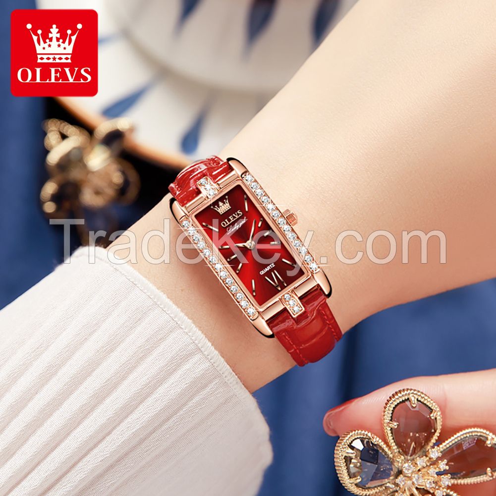 Olevs 6623 luxury gifts for women set  customized sports fashion waterproof  diamond leather ladies watch quartz watches