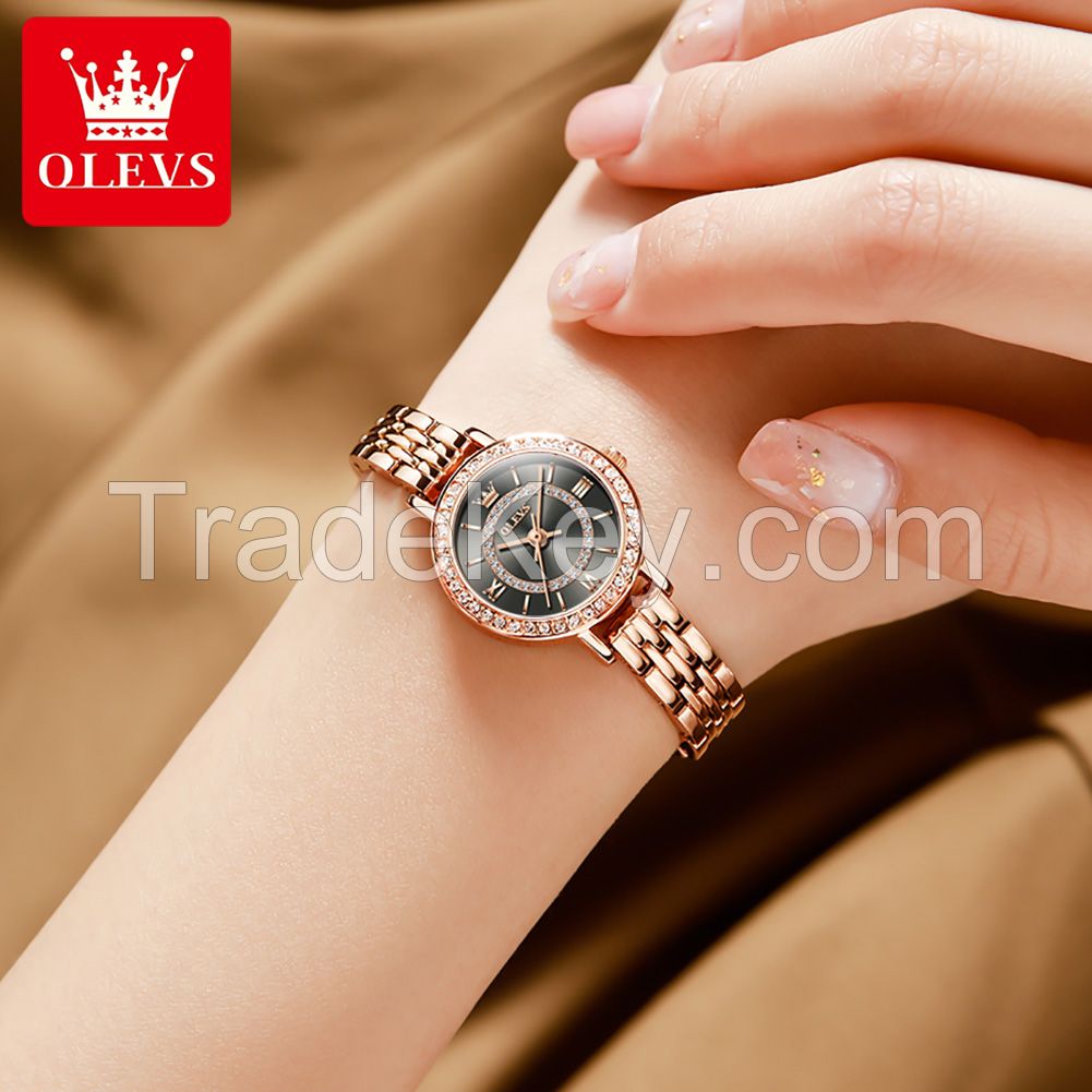 OLEVS 5508 Girl gifts Rose Gold Fashion Beatiful Luxurious Diamond  Waterproof Steel Mesh Ultra Thin Dressing Quartz Women watch