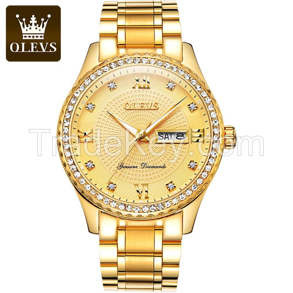 OLEVS 6618 Brand  Man Fashion  Business Quartz  Watches  Stainless Steel Band Date  Power Reserve Analog Watch For Men