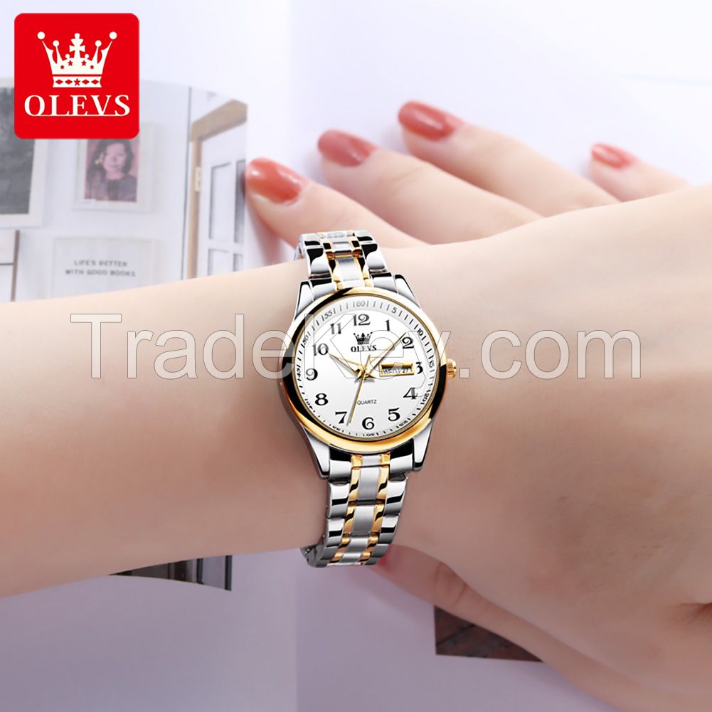 OLEVS 5567 Women's Watch Luxury Brand Quartz Watch Couple OEM LOGO Low Price Clock Stainless Steel Digital Date Clock