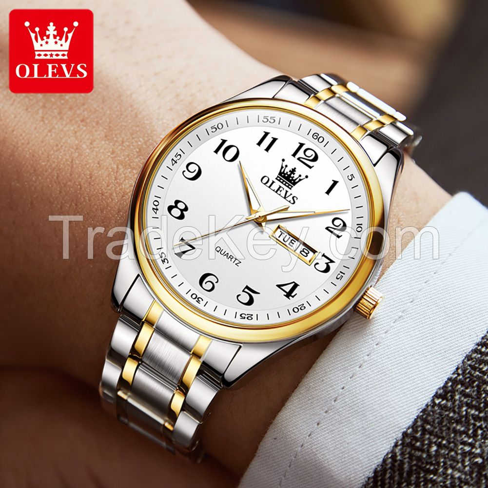 OLEVS 5567 Men's Watch Luxury Brand Quartz Watch Couple OEM LOGO Low Price Clock Stainless Steel Digital Date Clock