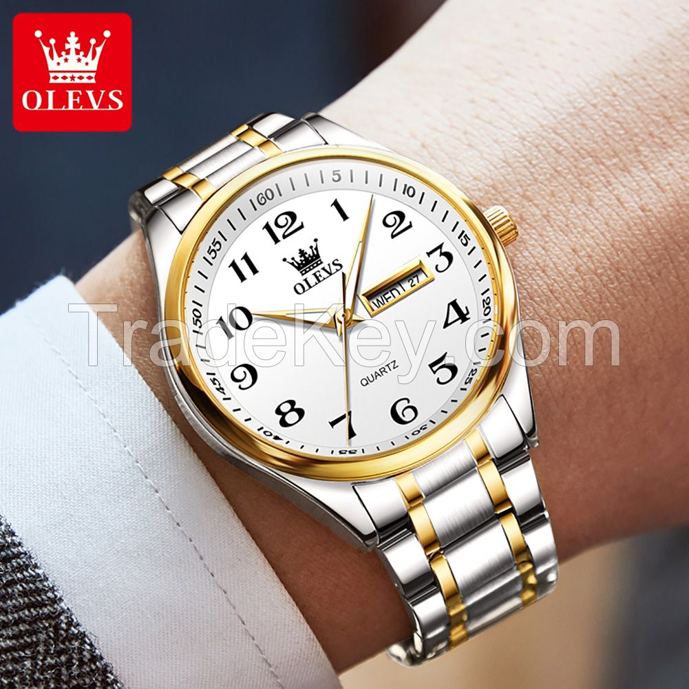 OLEVS 5567 Men's Watch Luxury Brand Quartz Watch Couple OEM LOGO Low Price Clock Stainless Steel Digital Date Clock