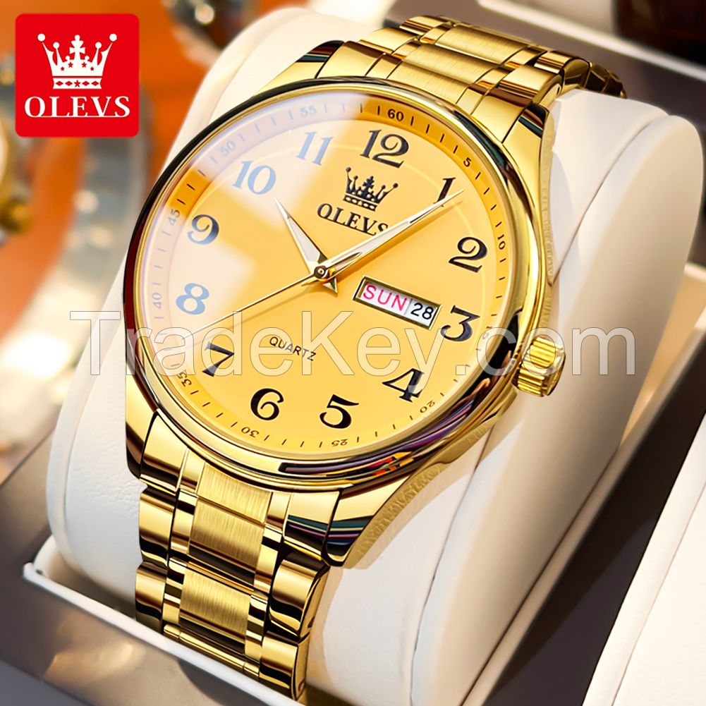 OLEVS 5567 Men's Watch Luxury Brand Quartz Watch Couple OEM LOGO Low Price Clock Stainless Steel Digital Date Clock