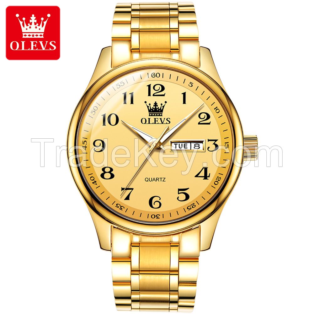 OLEVS 5567 Men's Watch Luxury Brand Quartz Watch Couple OEM LOGO Low Price Clock Stainless Steel Digital Date Clock