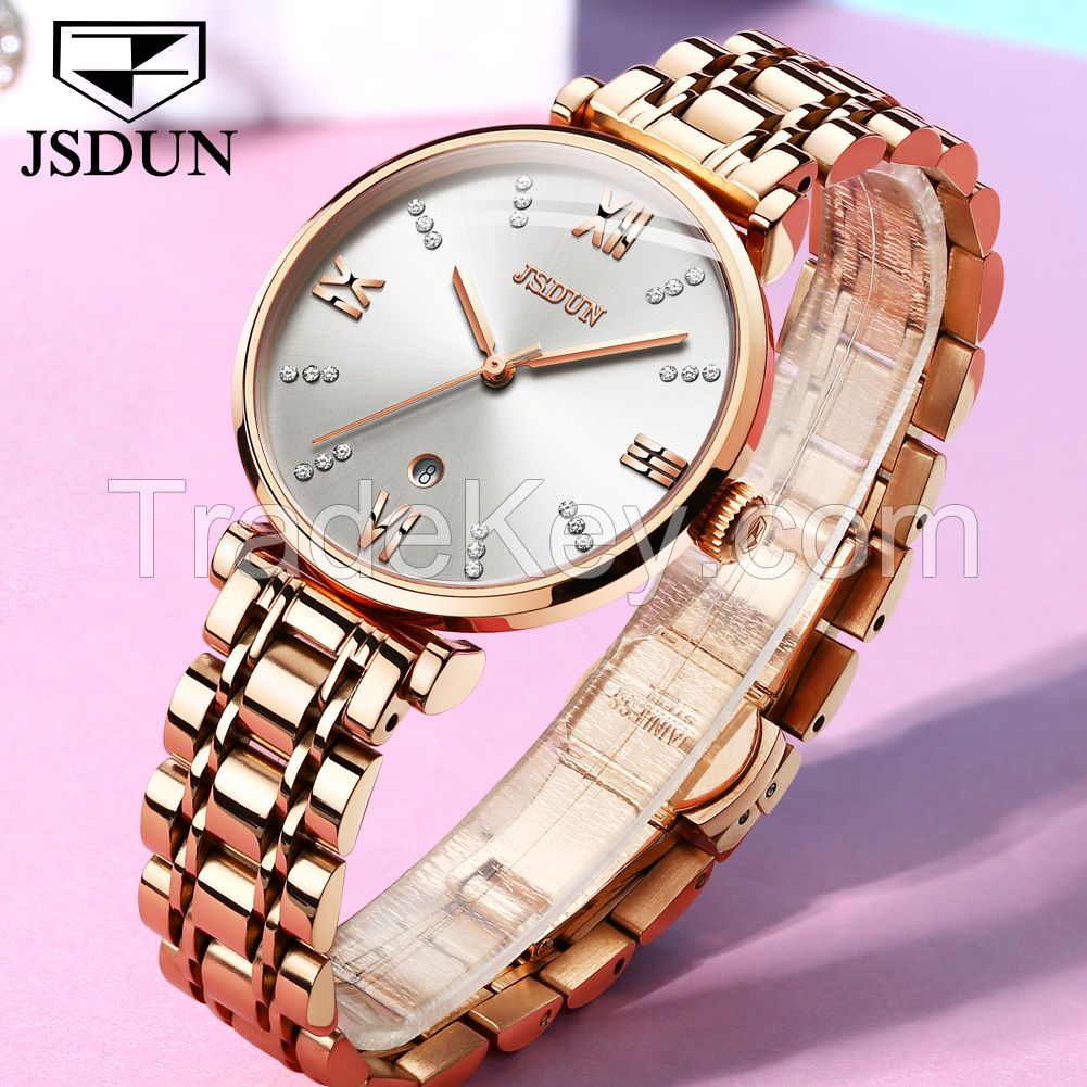 JSDUN 6533 Luxury brand Fashion Business Minimalist watch steel band movement quartz women's watch