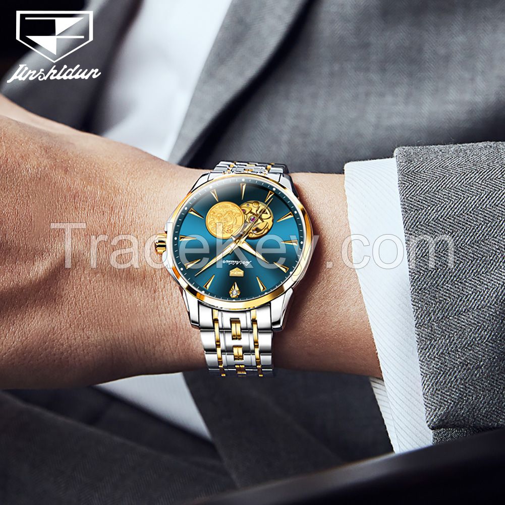 JSDUN 8913 Private Label New Design Luxury Mechanical Skeleton Silicone Hand Watch Men