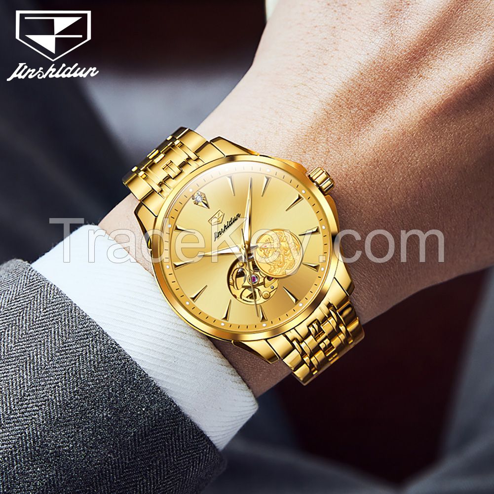 JSDUN 8913 Private Label New Design Luxury Mechanical Skeleton Silicone Hand Watch Men