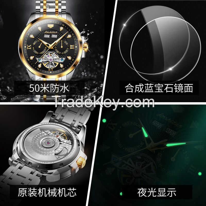 JSDUN 8911 self-wind male dress clock mens luxury mechanical watch brands full stainless steel watch for man