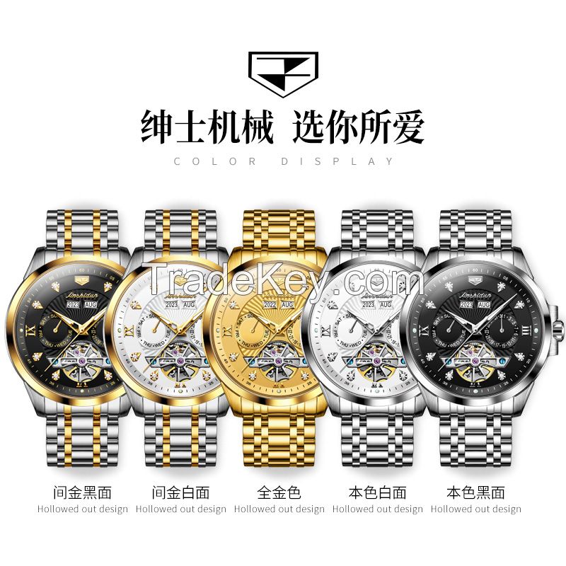 JSDUN 8911 self-wind male dress clock mens luxury mechanical watch brands full stainless steel watch for man