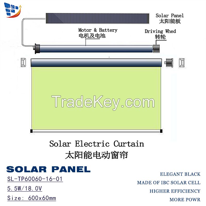 IBC solar panel 460x60mm, 18.7V 3.6W, Sunpower solar cell