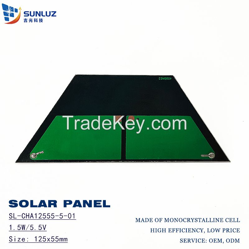 Special-shaped MONO solar panel, 125X55mm, 5.5V 1.5W