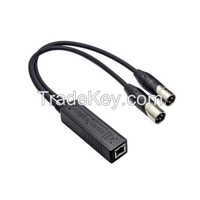 XLR Male (2) to RJ45, 8p3c Black Round Unshielded