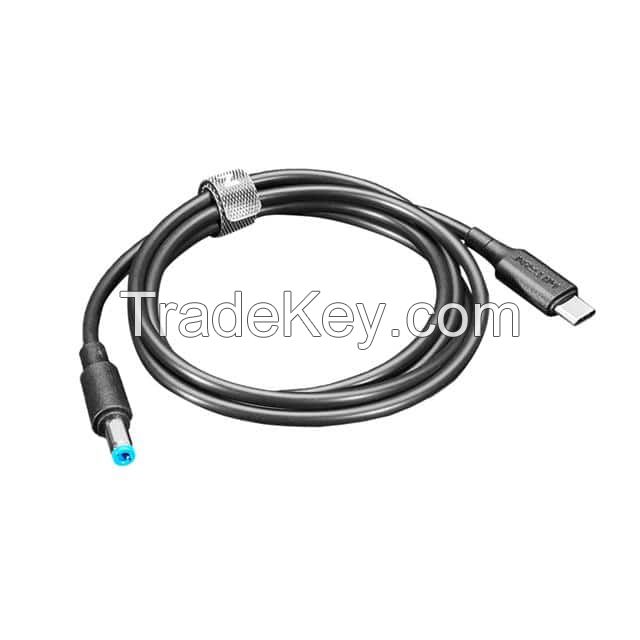 Barrel Jack - 2.5mm ID, 5.5mm OD to USB C Male Plug Black Round Unshielded