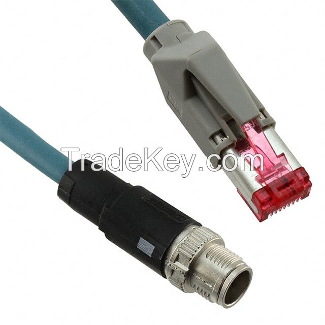 Circular 04 pos Male to RJ45, 8p4c Blue Round Double Shielded