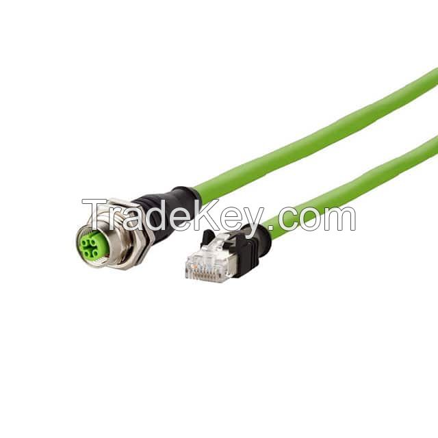 Circular 04 pos Female to RJ45, 8p8c Green Round Shielded